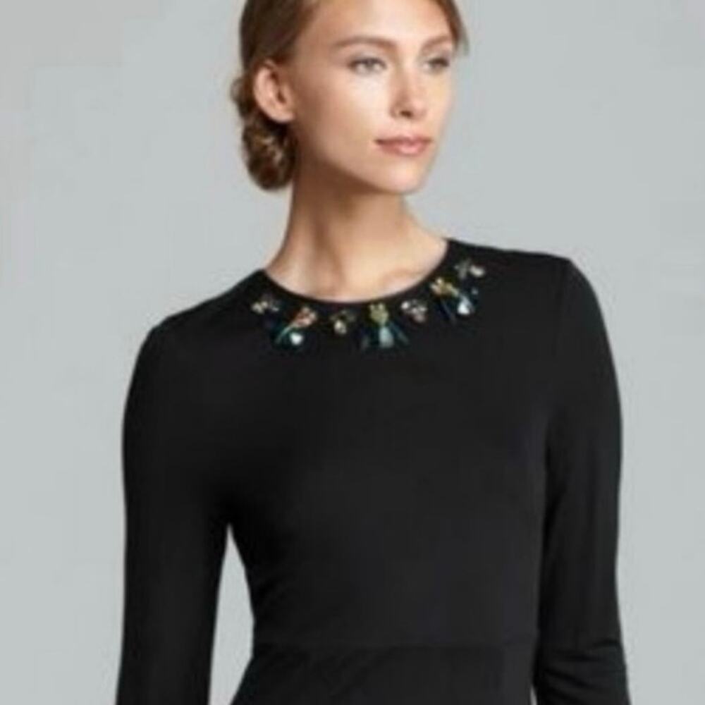 Tory Burch‎ Black Deena Beetle Embellished Rhinestone Rayon Stretch Dress Sz Xs